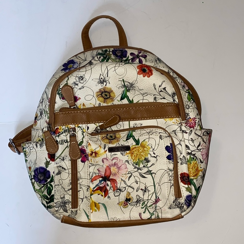 MultiSac Adele Cream and Floral Backpack Vegan Leather